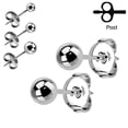 thumbnail image 3 of Pair of Surgical Steel Stud Earrings - Butterfly Closure - Hollow Ball Design, 3 of 3