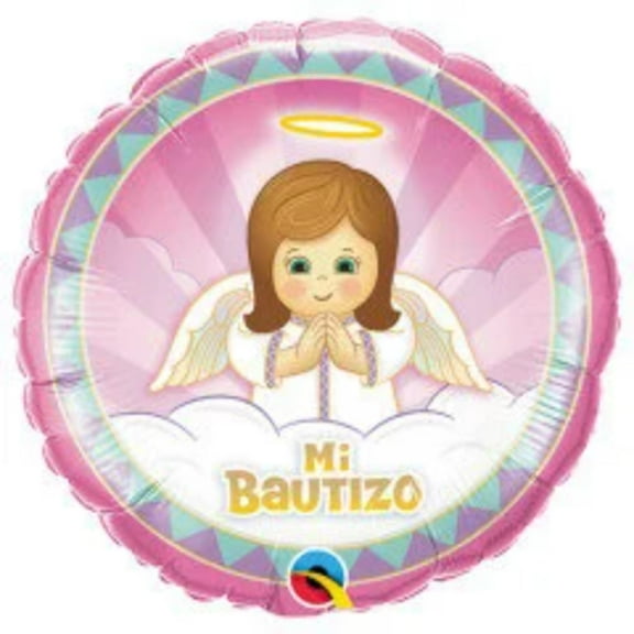 18" MI BAUTIZO ANGEL - Girl Balloon  Party Supplies Decorations Foil Mylar Balloon