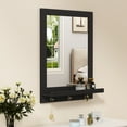 thumbnail image 6 of HLR 24" Wall Mirror with Shelf, Black Vanity Mirror with Hooks, Hanging Wall Mirrors for Bathroom, Bedroom, Living Room, 6 of 7