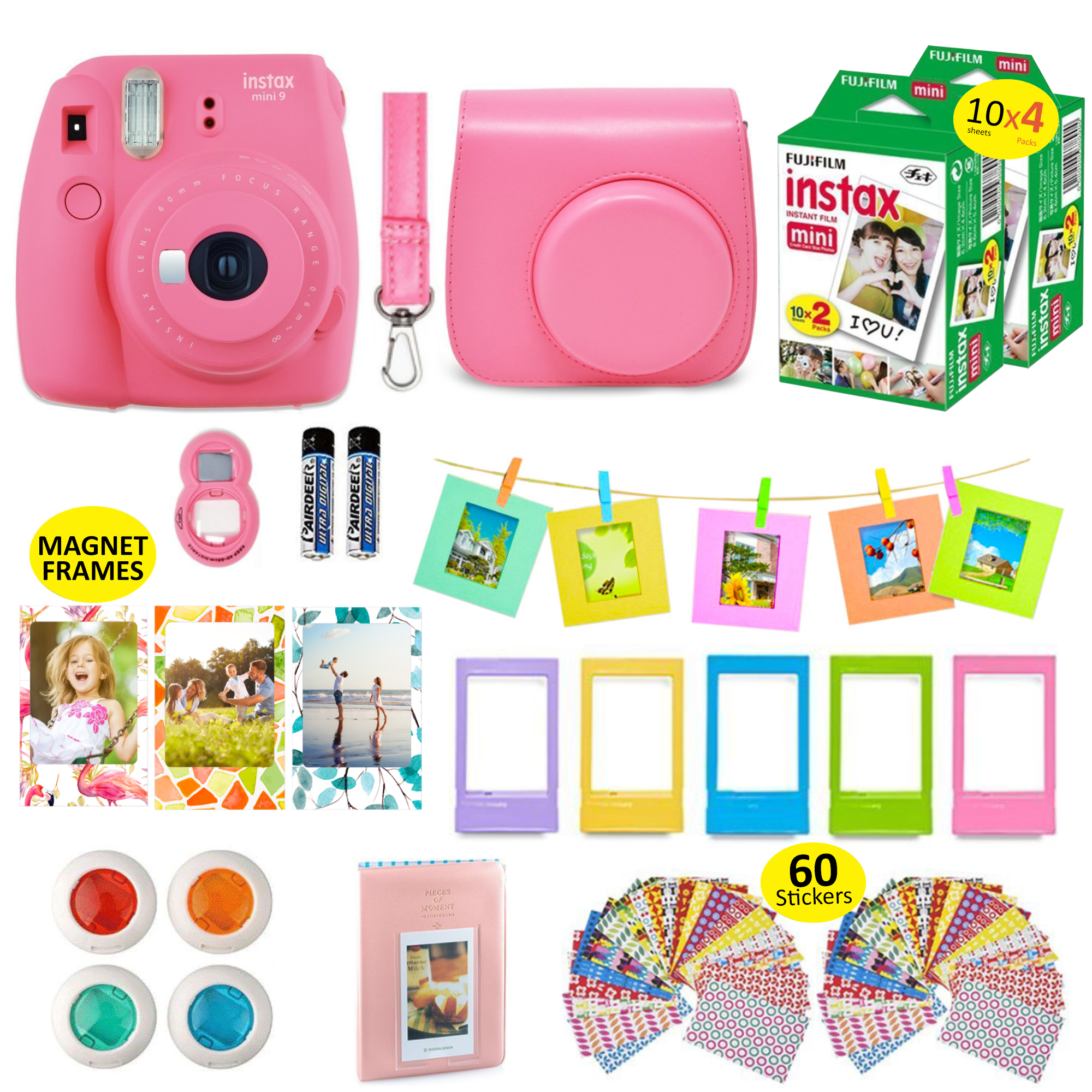 Fujifilm instax Mini 9 Instant Camera Flamingo Pink + 40 Instant Film