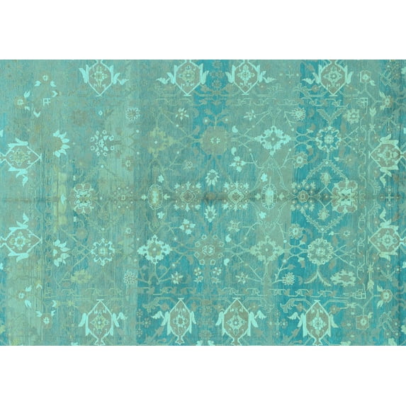 Ahgly Company Indoor Rectangle Oriental Light Blue Traditional Area Rugs, 6' x 9'