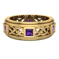 thumbnail image 4 of Wedding Bands for Men 9 MM Princess Cut Amethyst 14K Gold 1.70 CTW, 4 of 5