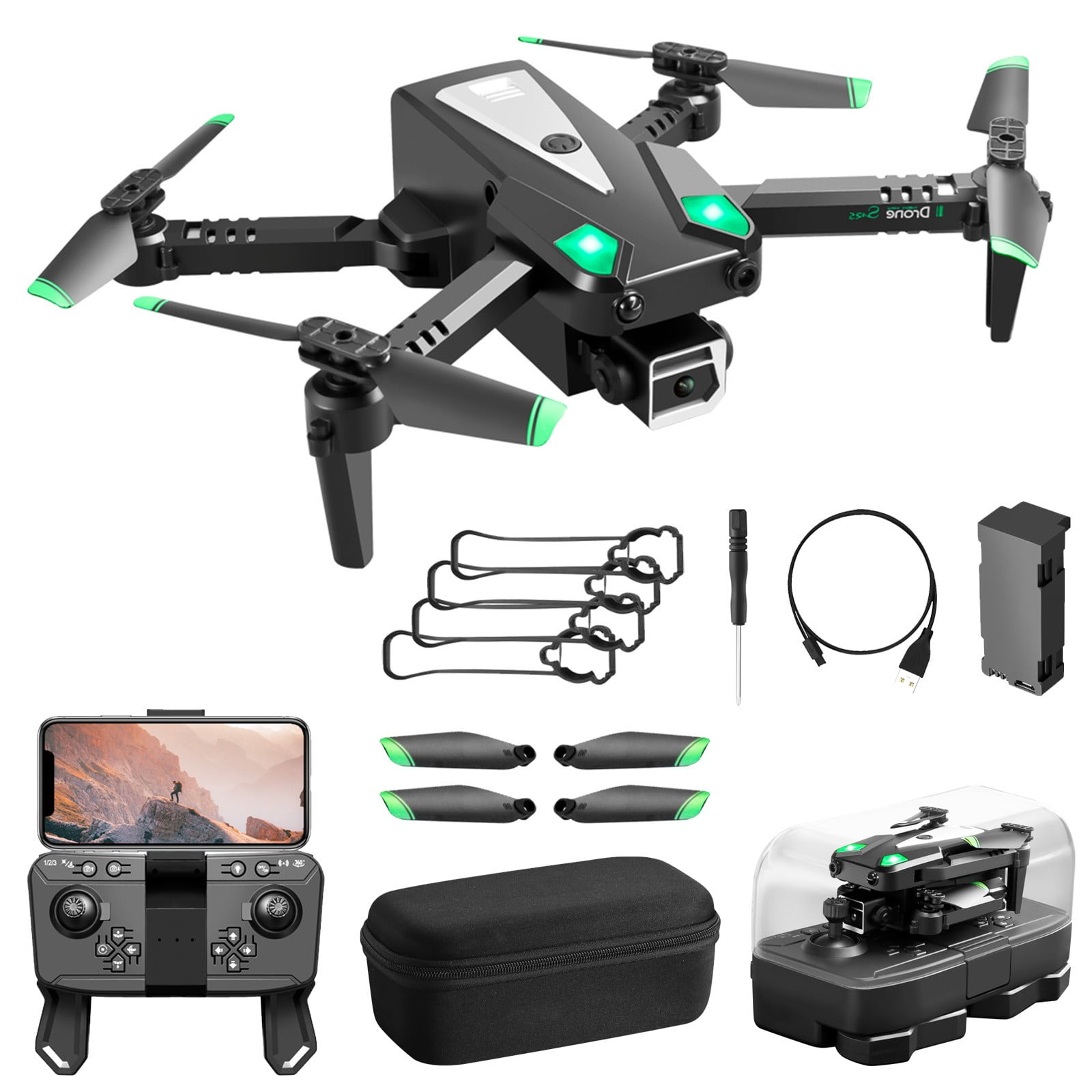 ESULOMP Drone with Dual 1080P HD FPV Camera Remote Control Toys Gifts for Boys Girls with Altitude Hold Headless Mode Start Speed Adjustment