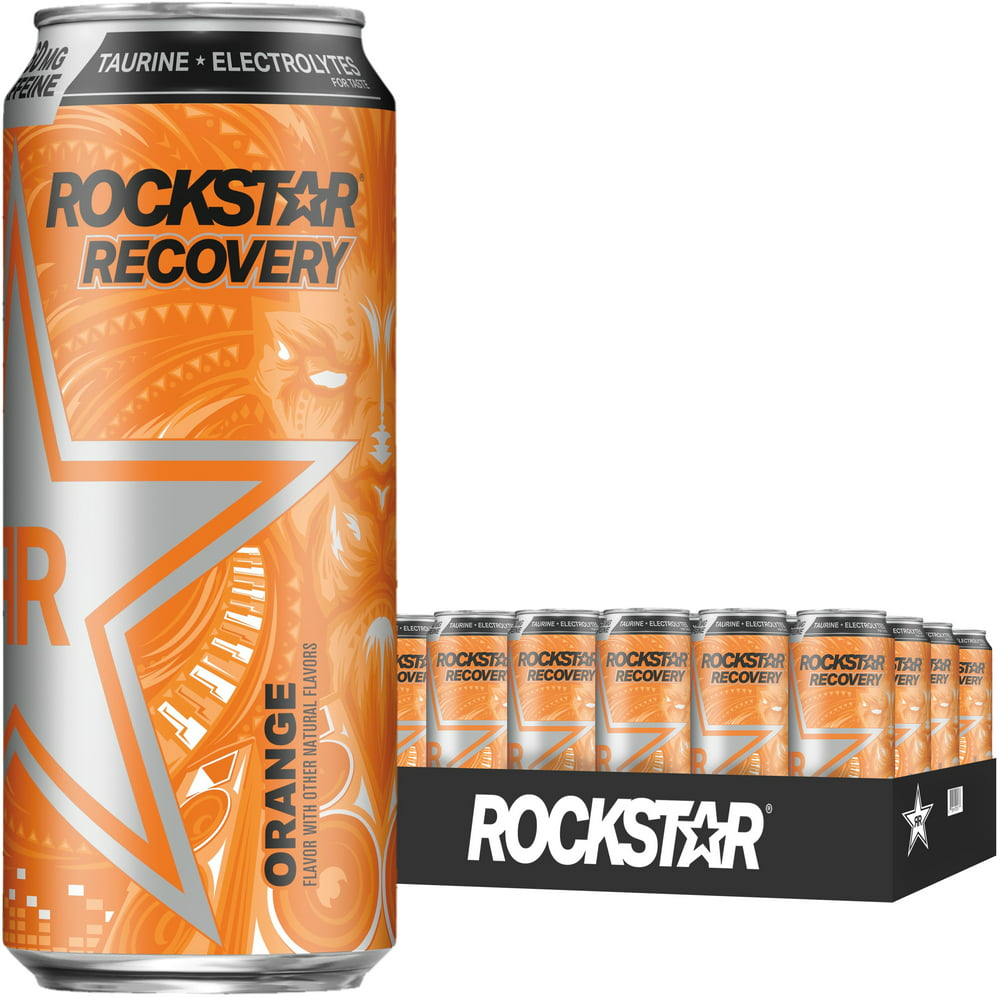(24 Cans) Rockstar Recovery Energy Drink, Orange, 16 fl oz