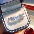 thumbnail image 2 of Silver Wedding Rings For Women Silver Chain Hollow Rhinestone Ring Geometric Shape Rhinestone Ring Silver Lines Winding Ring Minimalist Ring Gift For Her, 2 of 9
