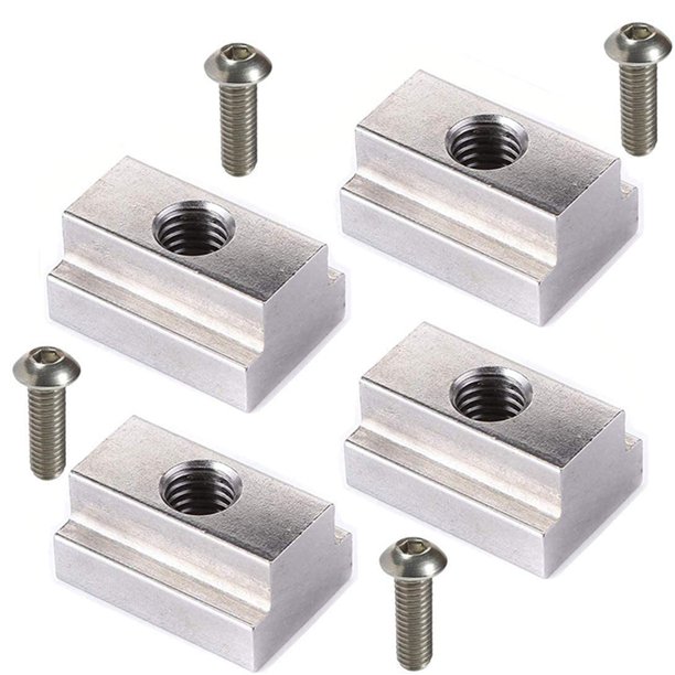 T Slot Nuts with Screw 3/8 inch 16 for Bed Rails Slats Bed Rack Rail Accessories 4 PACK