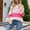 Hot Pink, variant on AOOCHASLIY 2023 Womens Sweater Women's Fashion Sleeves Color Matching Round Neck Loose Pullover Stripe Tops Blouse Knitted Sweater