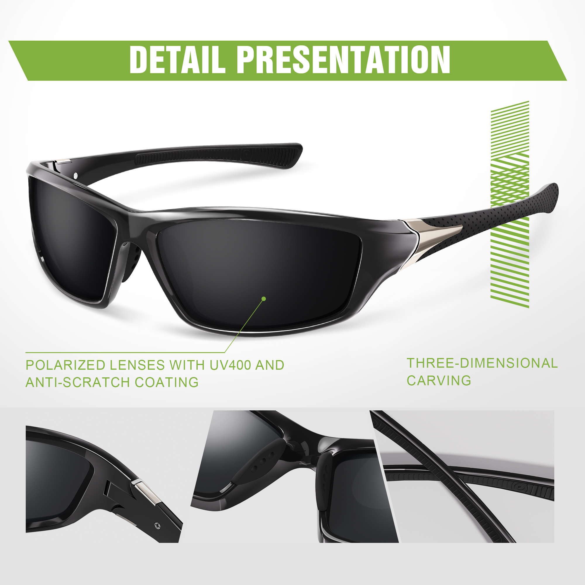 AOMASTE Polarized Sport Sunglasses for Men, 3-Pack photo 2