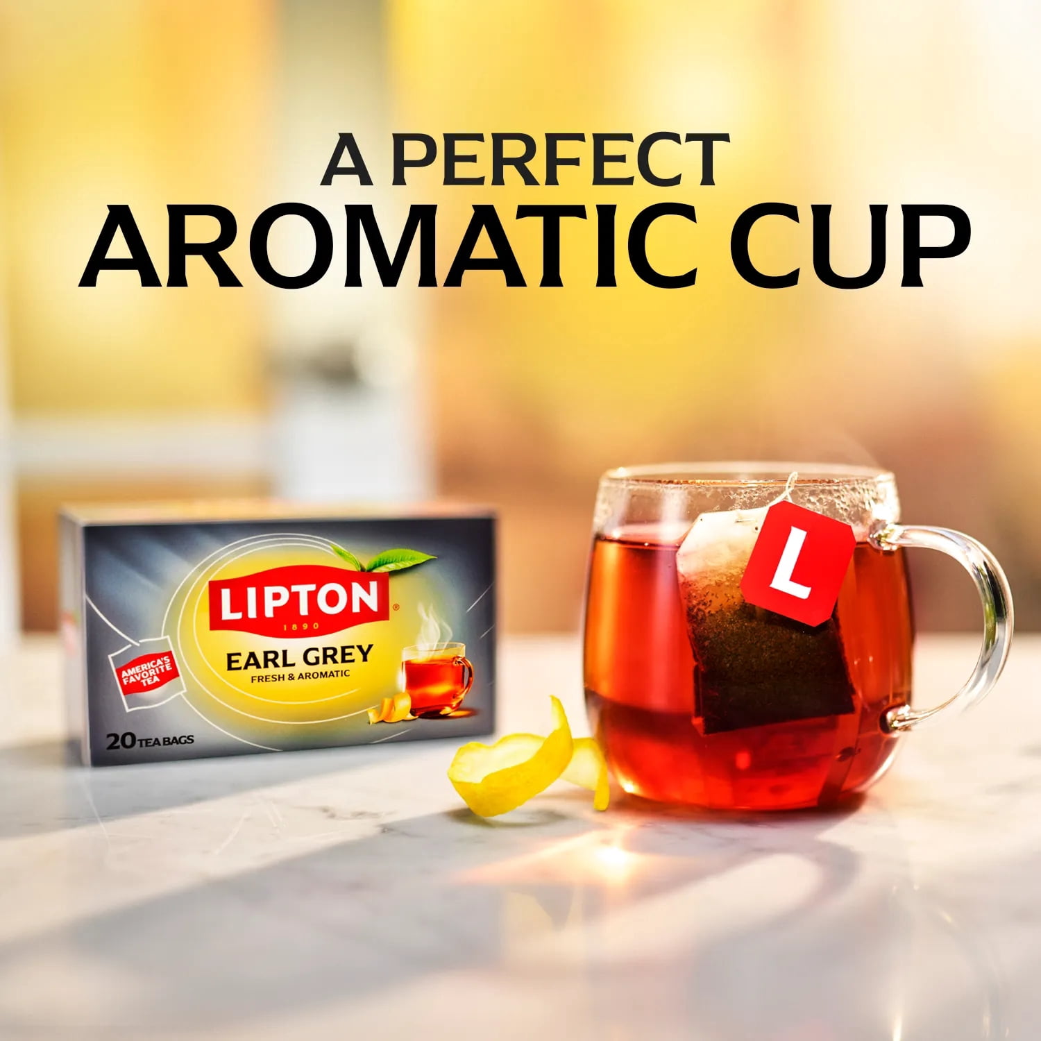 Lipton Earl Grey Black Tea Bags, 20 Count, Pack of 6