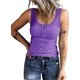 thumbnail image 3 of Camisetas sin mangas Henley para mujer con cuello en V acanalado y botones para verano, 3 of 5