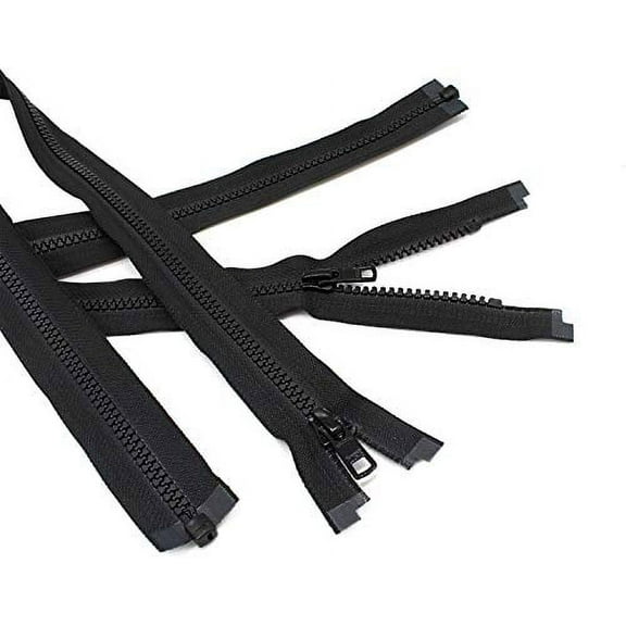 YKK #5 Vislon Molded Plastic Ski Sport Separating Zippers (2 Zippers per Pack) Color Black (10")