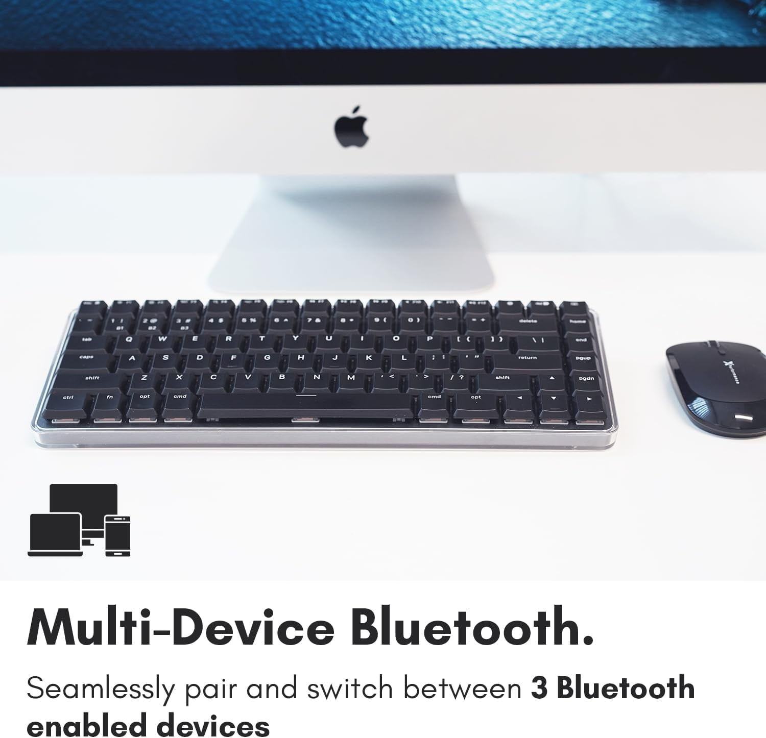 Macally Wireless Mechanical Keyboard for Mac | Compatible Bluetooth Apple Keyboard (75% Size, Blue Tactile Switches)  Compact, Multi Device, Backlit for MacBook Pro/Air, iMac, Mac Mini/Pro