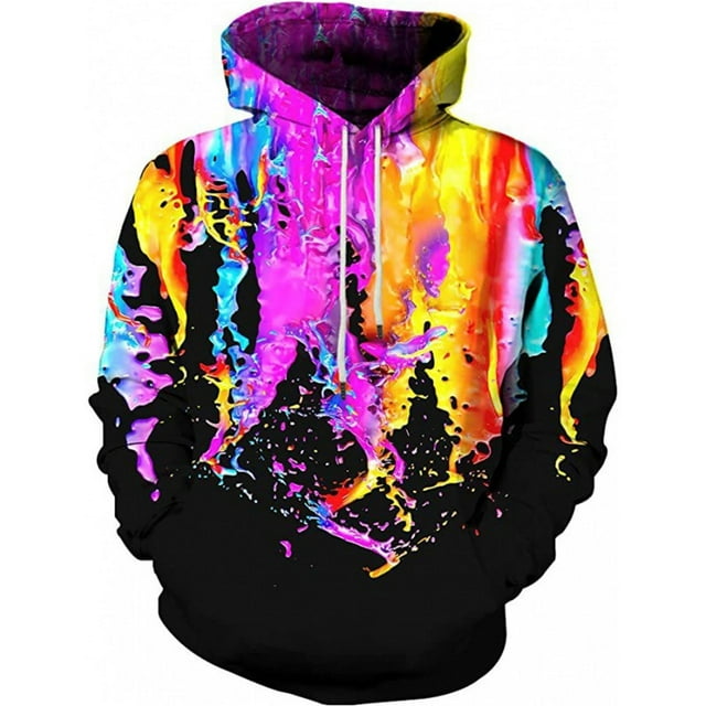 toraway Chandails en Molleton à Manches Courtes pour Hommes, Col Rond, Mode Hiver, Imprimé Graphique 3D, Chandail à Capuche avec Poche XXXXXL