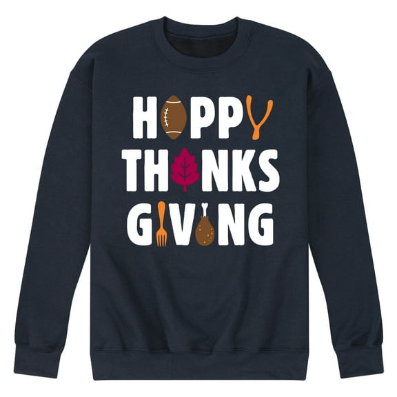 Instant Message - Happy Thanksgiving Icons - Men's Crew Neck Fleece Pull Over