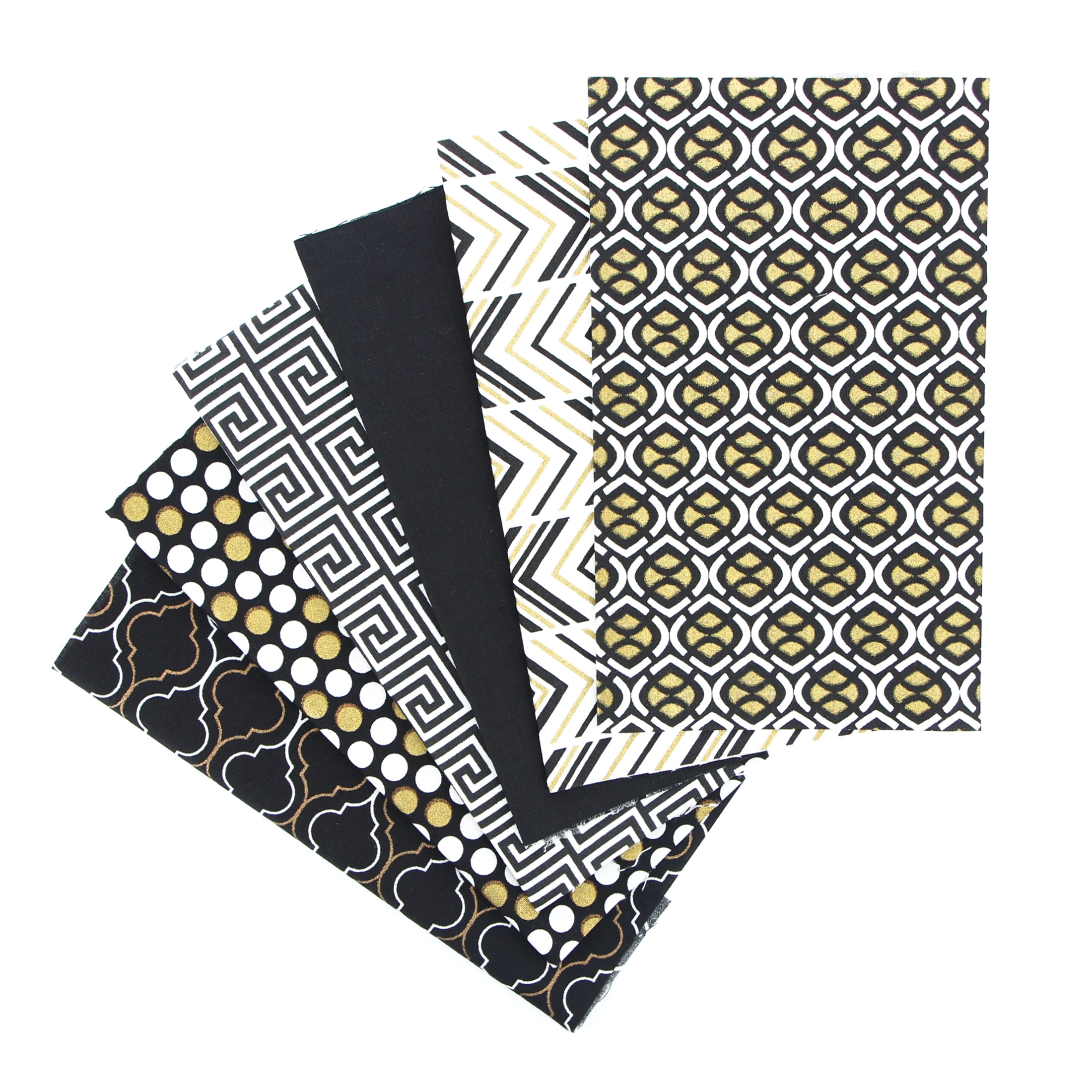 Tissu thermocollant Fabric Expressions à motif noir, or et blanc de 8" x 9"