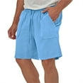 thumbnail image 2 of kosheko Men's Casual Linen Shorts Breathable Drawstring Waist Pockets Comfortable Loose Fit Summer Outdoor Shorts Relaxing Daily Wear Fashion Clothing Blue XXL, 2 of 7