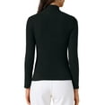 thumbnail image 3 of Solid Color T-Shirt for Women Asymmetrical Collar  Long Sleeves Basic Tops L Black, 3 of 6