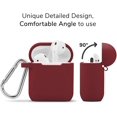 thumbnail image 2 of AirPods Case, IBAOLEA Silicone Protective Shockproof Case Cover Skins with Keychain Compatible with IBAOLEA AirPod 2 and 1, Navy Blue [Front LED Visible] Burgundy, 2 of 6