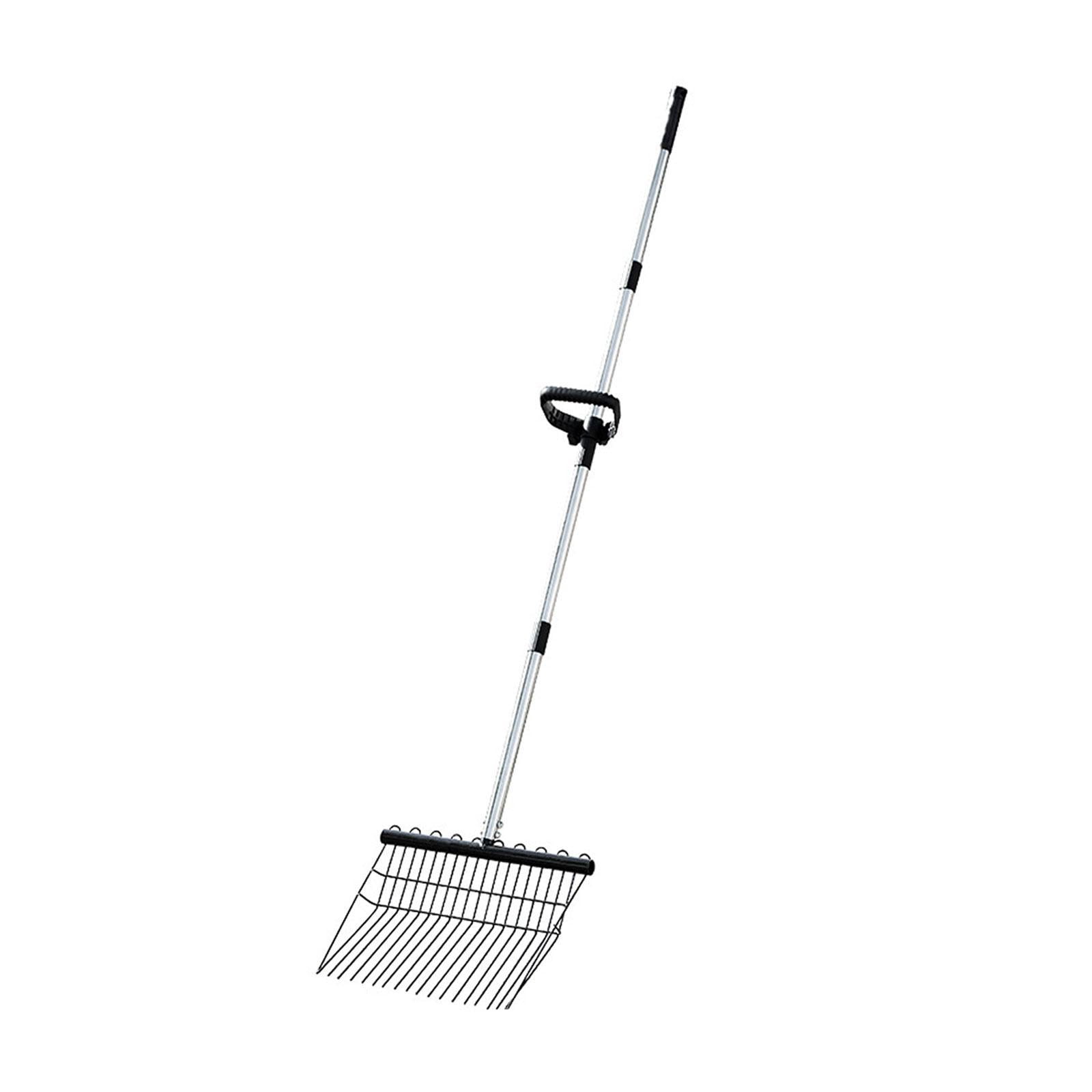 colaxi Garden Leaf Rake Lawn Leaves Clean up Tool Portable Multifunctional for Farm Yard Stainless Steel Lightweight Adjustable Handle