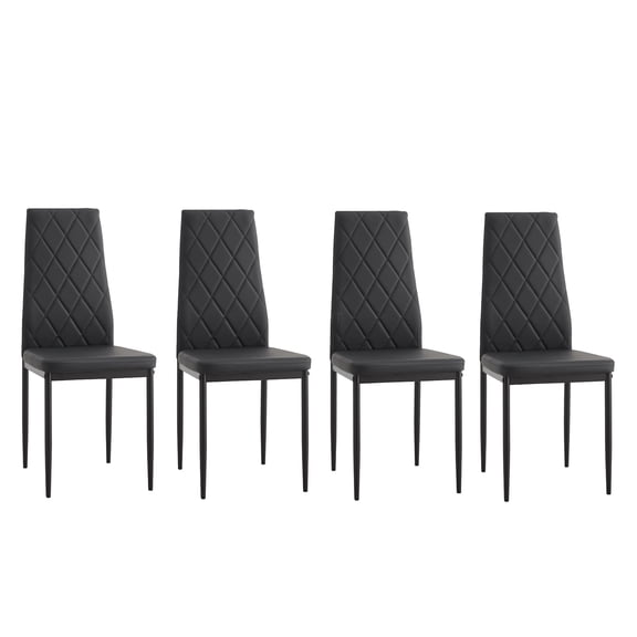 JERFIT 4 Pack PU Leather Dining Chairs, Modern Black Kitchen Side Chairs with Diamond Tufted Back and Comfortable Seat