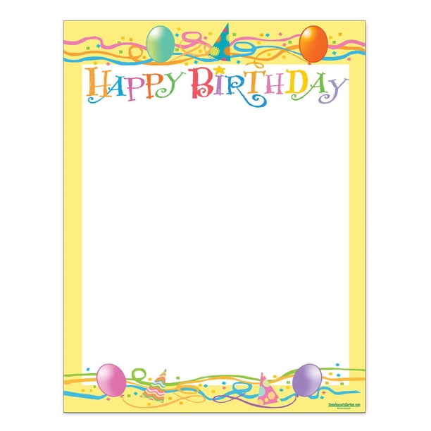 Papelería De Cumpleaños - 8,5 X 11-60 Hojas Con Membrete - Papel Para Impresora Happy Birthday