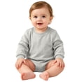 thumbnail image 3 of QIbmong Newborn Infants Cotton Romper Long Sleeve Crew Neck Soft Outwear Bodysuit Casual Pull on Snap Button Fall Winter Clothes(12-18 Months,Gray), 3 of 6