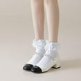 thumbnail image 3 of YooGuoGuo Womens Ankle Socks Lace Ruffle Frilly Cotton Cute Princess Ankle Dress Lace Socks for Girl 2 Pack, 3 of 6