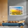 thumbnail image 4 of WFSposterSunflower Wall Art Decor for Living Room Window Style Sunset Canvas Picture for Bedroom Realism Yellow Flowers Filed Artwork for Bathroom Nature Landscape Prints Paintings for Home Office, 4 of 6