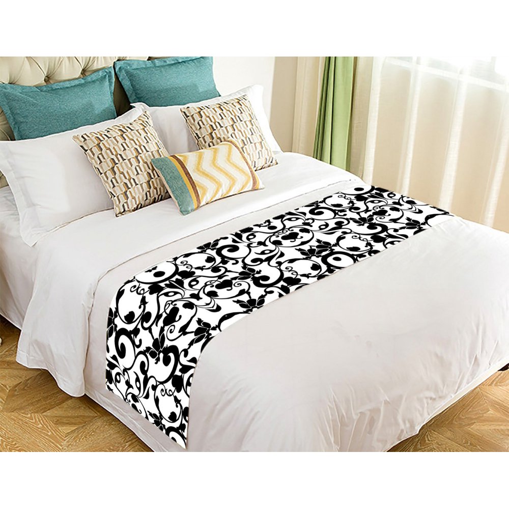 GCKG Black and White Damask Pattern Classic Vintage French Floral