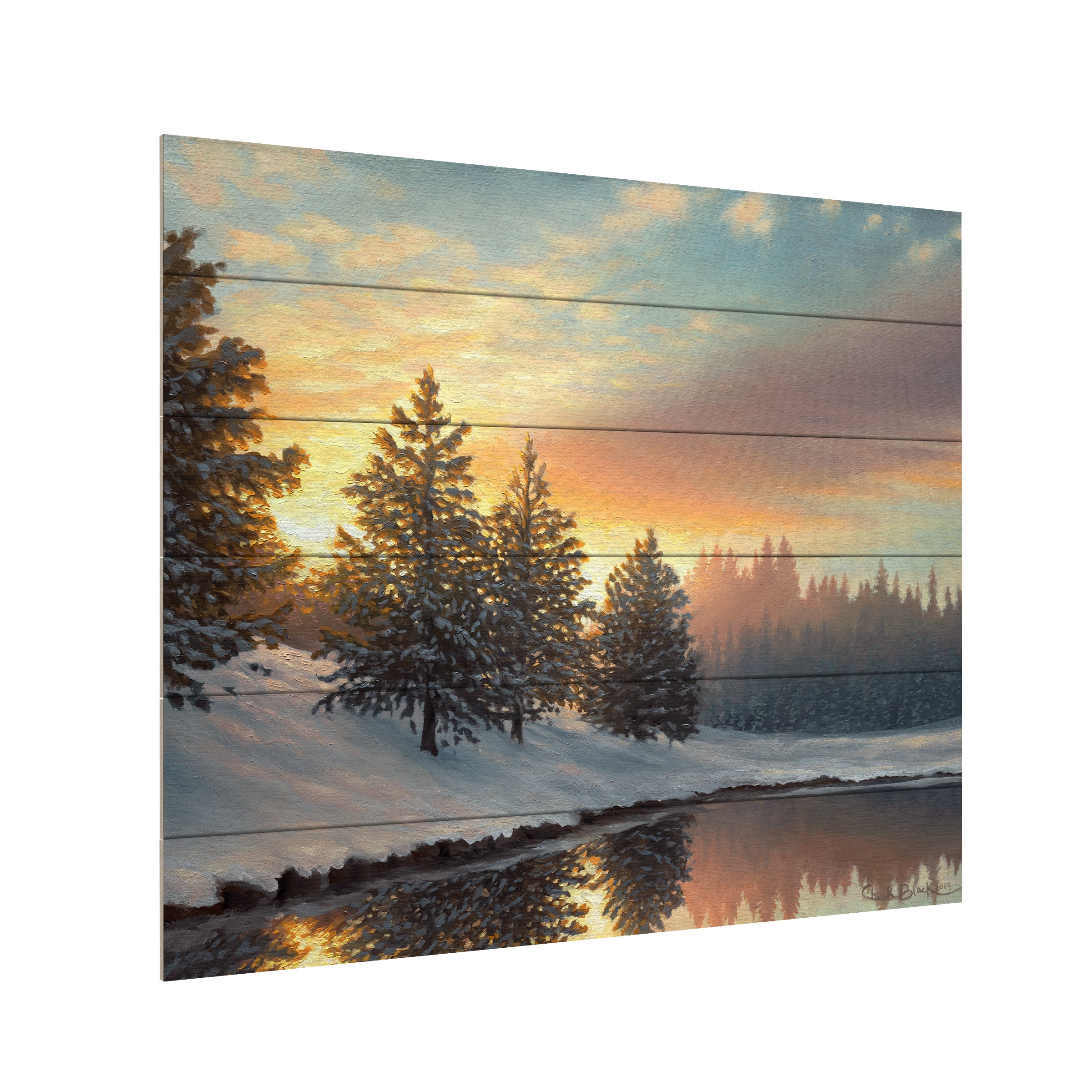 Chuck Black 'One Quiet Morning' Wood Slat Art 18x22