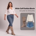 thumbnail image 6 of Love Steetly Women's Extra Wide Calf Knee High Boots, Slouchy Ruched Shaft, Chunky Block Heel Side Zip Casual Winter Tall Boots., 6 of 8