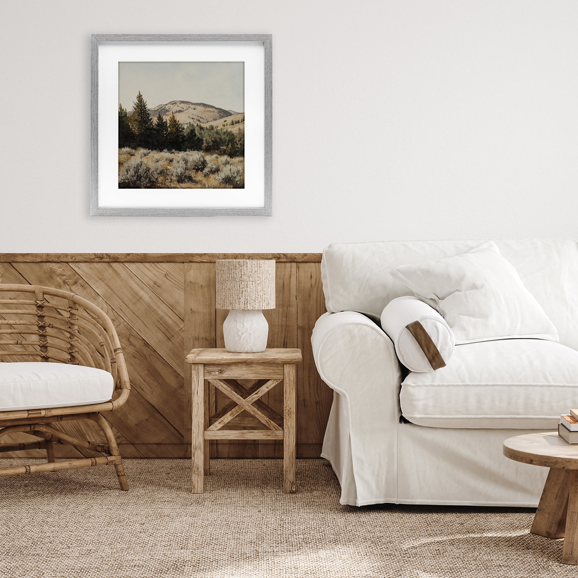 Stupell Industries Cedar Mountain View Gray Framed Print Under Glass, design by Petal Prints Design