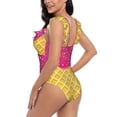 thumbnail image 6 of Picia Red Ice Cream Blooming Jelly Womens Tummy Control Bathing Suits Slimming Ruffle Swimsuit One Piece Lace Swimwear-, 6 of 8