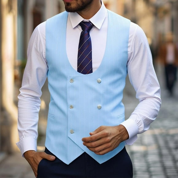 Men's Thin Sleeveless Work Vest with Stand Collar - Lightweight Polyester Tank Top Featuring Pocket for Casual and Workwear