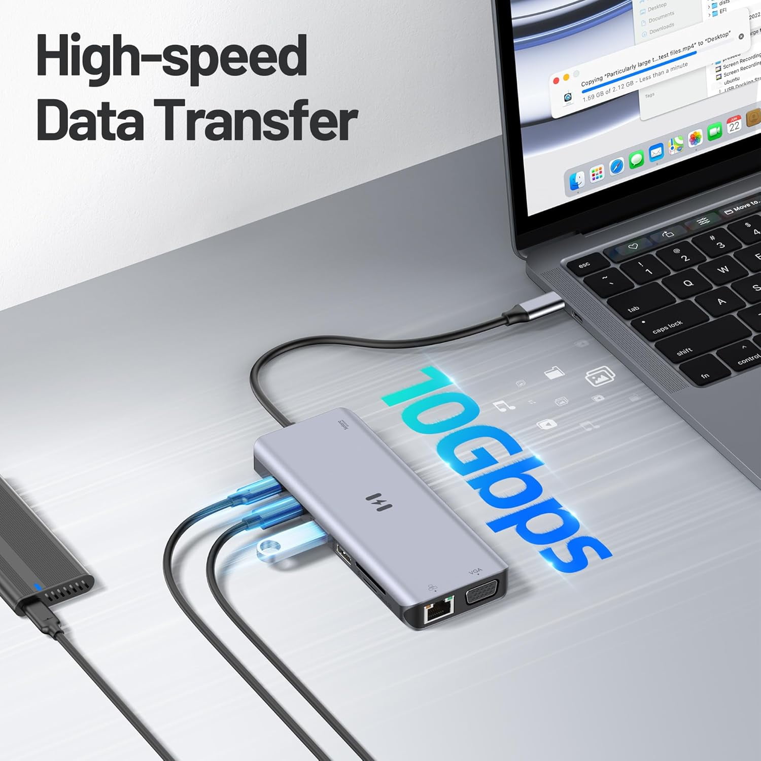 Selore USB-C Triple Display Docking Station, 15-in-1 Laptop Hub with Dual HDMI, 8K DP, VGA, 10Gbps Data Transfer, PD Charging, Compatible with Windows/Mac