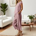 thumbnail image 3 of HLKJKLS Pajamas For Women Set Plus Size Short Sleeved 3/4 Length Pants Pajama Set Cotton Linen Soft Breathable Loose Home Wear For Daily Use Xl-4Xl, 3 of 9