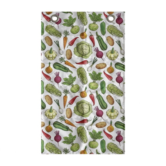 Vegetables Hanging Pocket Organizer, Continuous Pattern with Detailed Colored Drawn Delicious Natural Healthy Food, Printed Polyester Storage Bag with Pockets, 21" x 31", Multicolor
