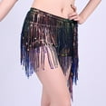 thumbnail image 6 of Women's Fringed Sequins Belly Dance Skirt, Sparkly Tie Side Tassel Hip Scarf Wrap for Rave Festival Disco Party, 6 of 6
