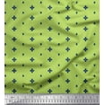 thumbnail image 1 of Soimoi Green polyester Crepe Fabric Geometric Plus Sign & Jamdani Print Sewing Fabric Yard 52 Inch Wide, 1 of 1