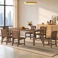thumbnail image 2 of SERWALL 7-Piece Outdoor Dining Set , 75" HDPE All Weather Patio Dining Set for 6, Outdoor Table and Chairs with Umbrella Hole, Brown, 2 of 10