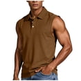 thumbnail image 2 of Ceisia Men's Casual Sleeveless Polo Shirt Solid Color Half Button Collared with Pocket Lightweight Soft Breathable Classic Fashion Vest Top Gifts for Father Multicolor 1X, 2 of 8