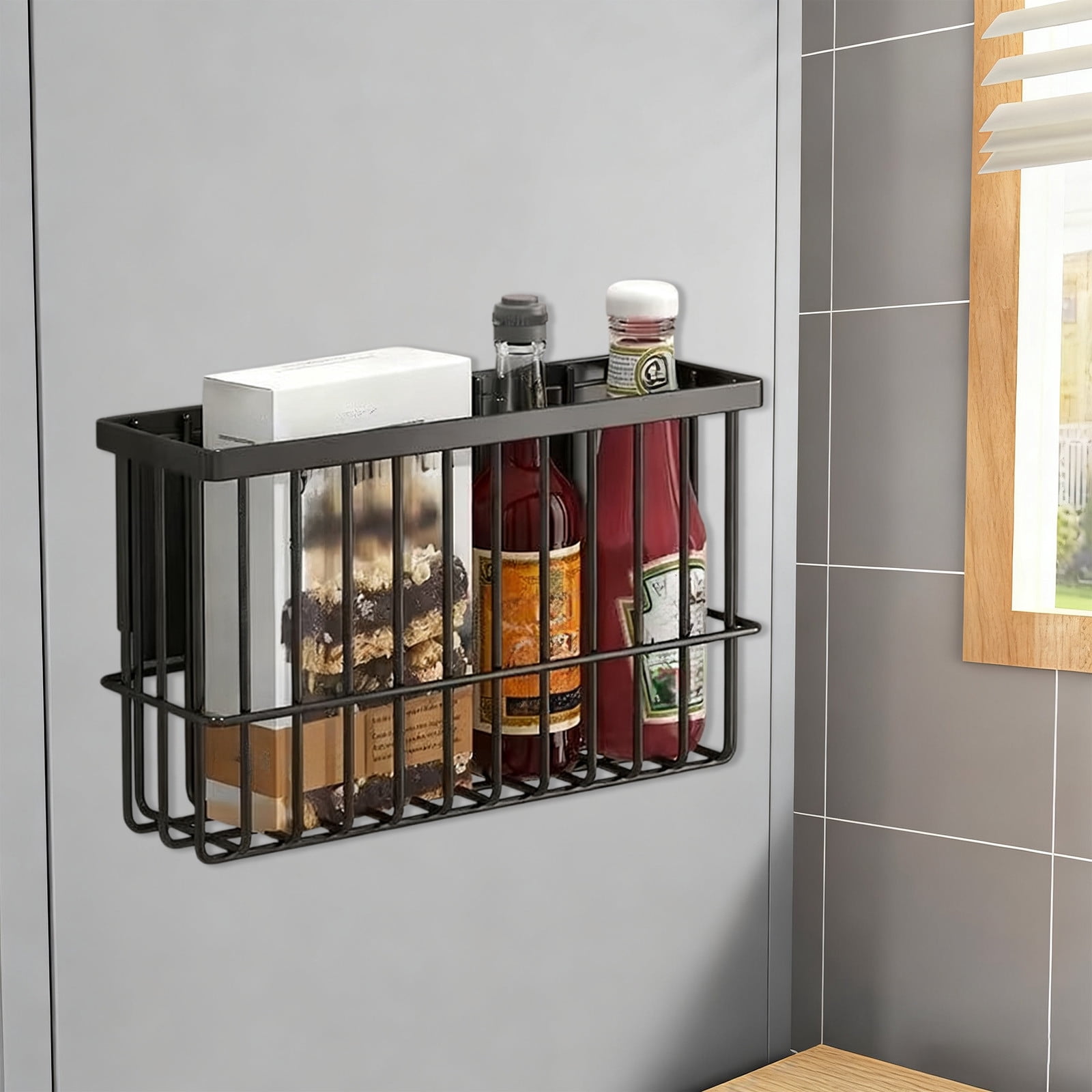 Tgbvmt Magnetic Basket Refrigerator Lint Collector Dryer Ball Storage Rack, Laundry Room Organizer for Home Storage, Suitable for Kitchens, Classrooms, Offices, Strong Magnet for Easy Installation