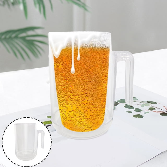 YAOMOBB Cold Beverage Container Frosty Beer Mug with Handle No Ice Cubes Needed Insulated Freezer Cup