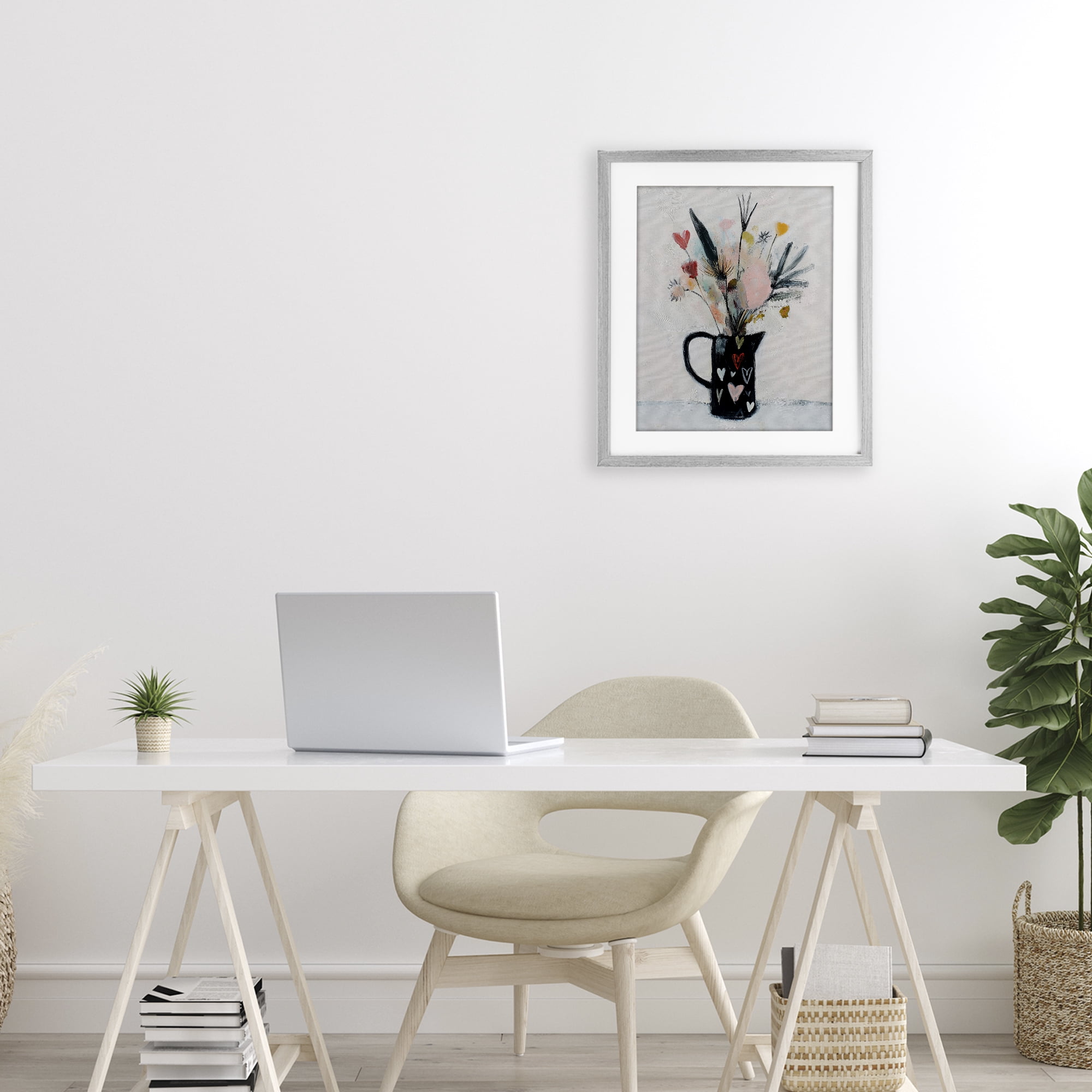 Stupell Industries Vase Of Abstract Time Gray Framed Print Under Glass, design by Svetlana Aleynikova