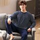 thumbnail image 3 of Pijamas de algodón de manga larga a rayas para hombres, ropa de casa para adolescentes, traje de 2 piezas, primavera y otoño, recién llegado, 3 of 4