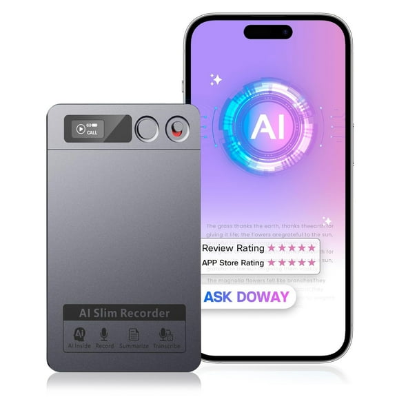 AI Voice Recorder, App Control, AI Analysis & Summarize for for Lectures, Meetings, Calls, 64GB Memory