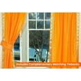 thumbnail image 2 of Lined Tie Top Sari Curtains 43" W X 24" L matching tiebacks- Handcrafted Pumpkin Indian Drapes with Lining, Offering Privacy and Insulation for Living Room/Bedroom/Dining Room, Sold in Pairs, 2 of 6