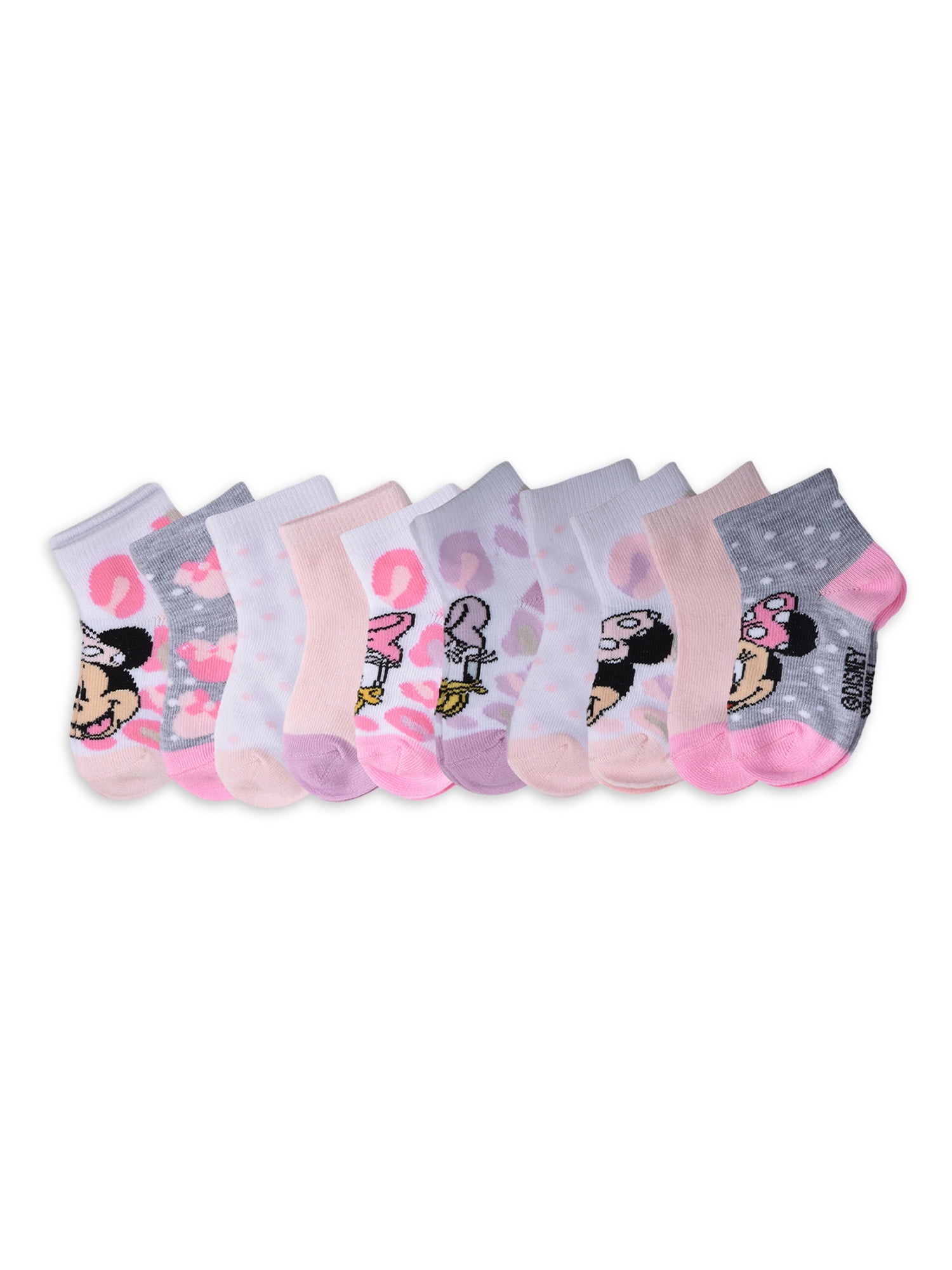 Minnie Mouse Toddler Girls Socks, 10-Pack, Sizes 12 Months - 5T