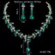 thumbnail image 4 of BRIGHTFUFU 1 juego de collar y aretes de moda conjunto de joyas de diamantes de imitación de novia accesorios de vestido de novia para mujer (verde), 4 of 7