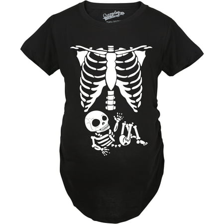 Maternity Skeleton Baby T Shirt Funny Cute Pregnancy Halloween Tee For